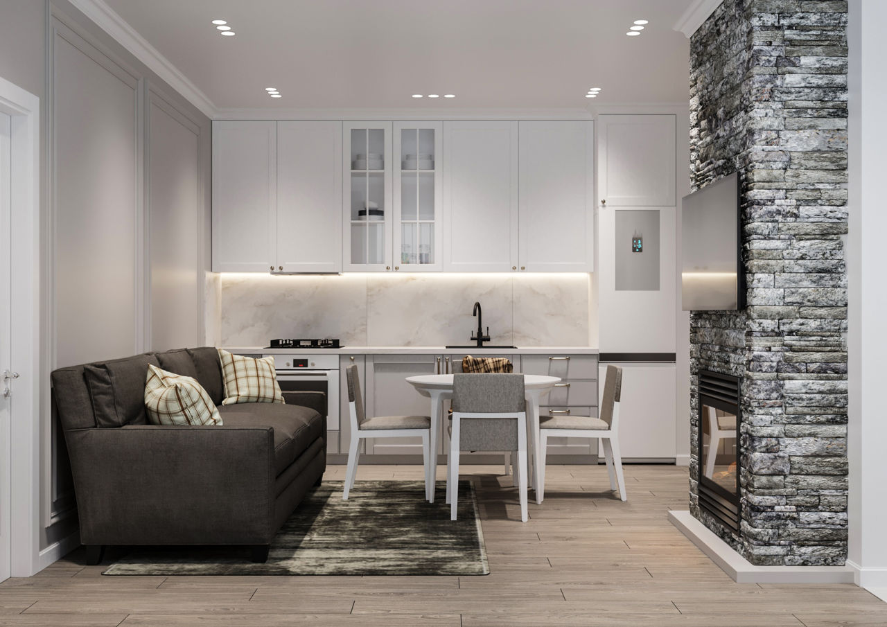 Design interior/stil neoclasic/ Parter /112m2/apartament cu 3 dormitoare/construcții/ 3D/ proiecte foto 0