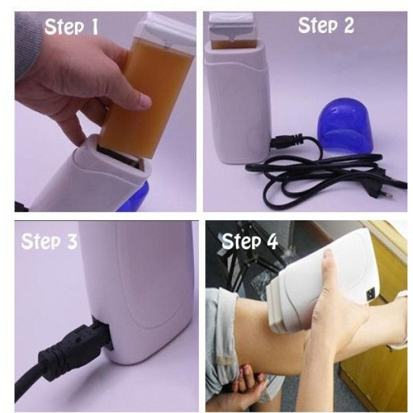 Kit epilare, set epilare acasa, cu incalzitor, ceara, benzi, ulei foto 2
