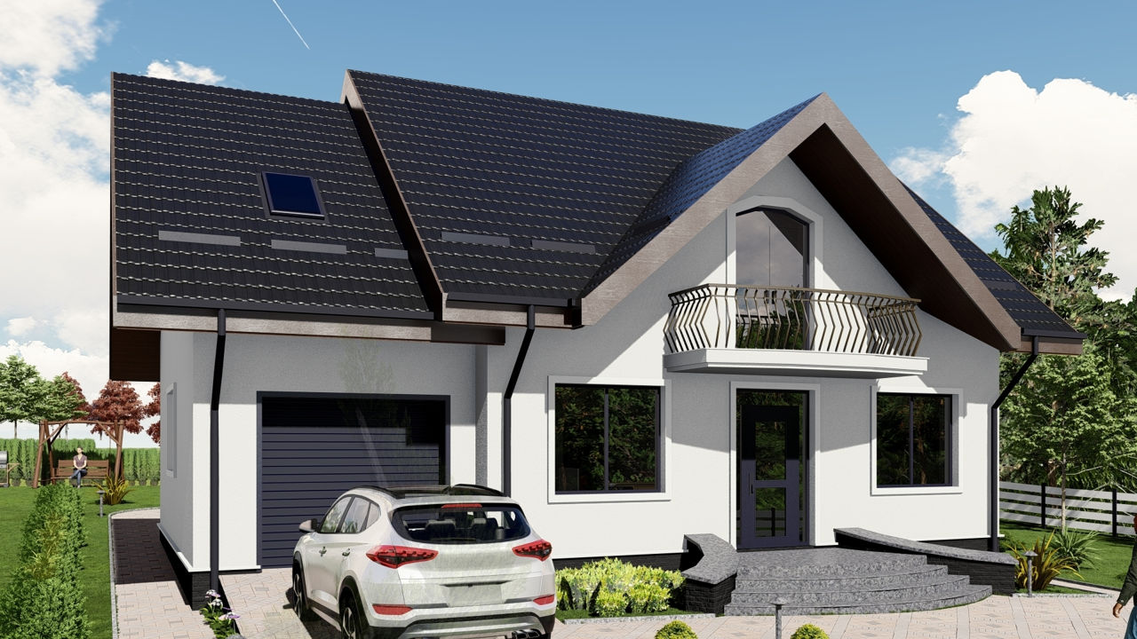 Casă de locuit individuală cu 2 niveluri P+M / stil clasic / 201,1 m2 / proiecte / construcții foto 0