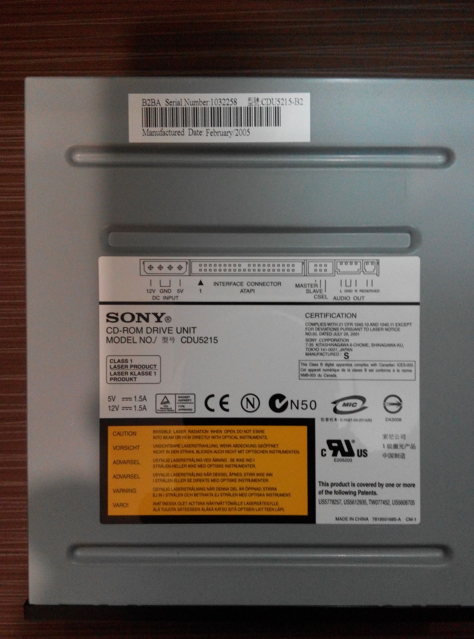 CD-ROM SONY / DVD-RW ASUS (IDE/PATA )