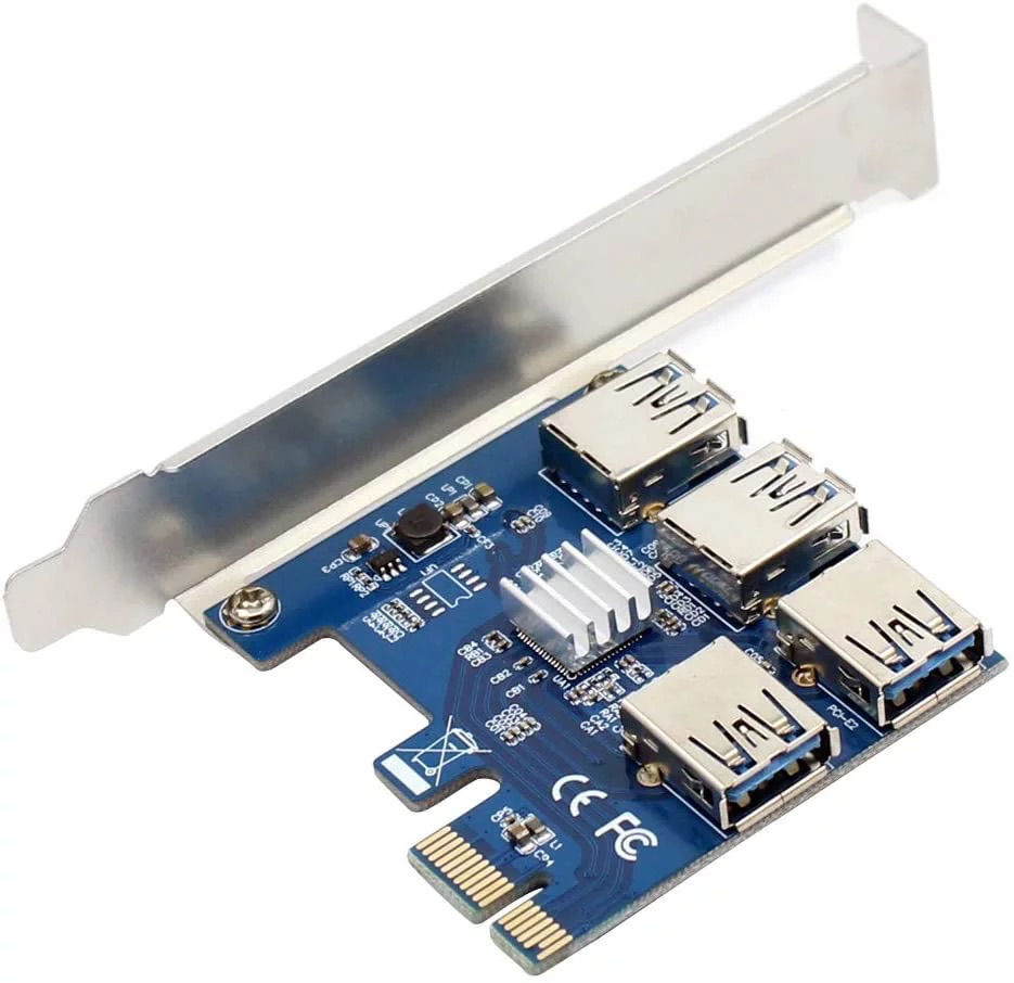 PCI-E 1 to 4 PCI-E Adapter Riser Card to External 4 PCI-E USB3.0. foto 1
