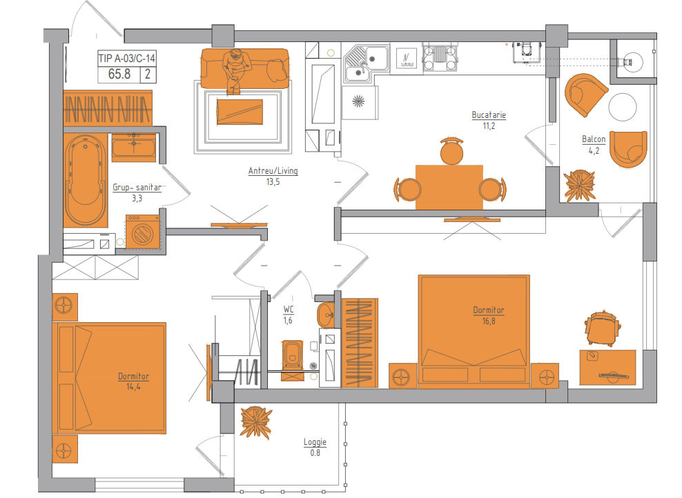 Apartament cu 2 camere, 66 m², Telecentru, Chișinău foto 4