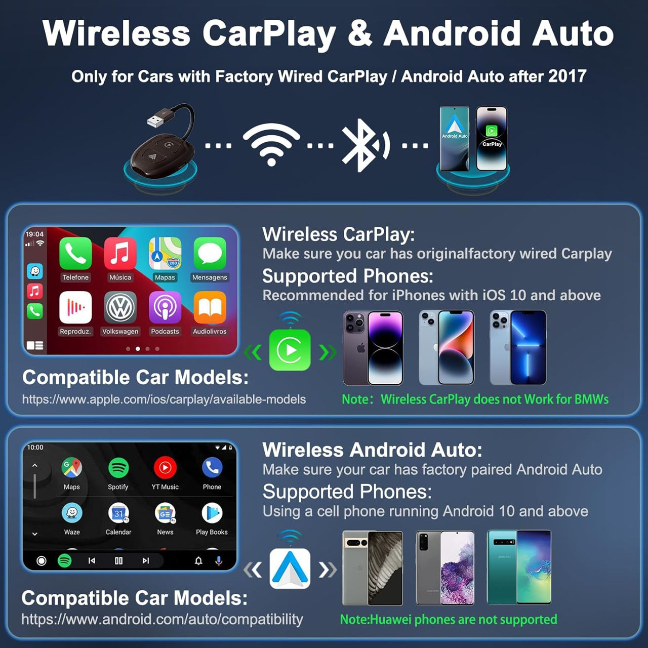 Adaptor wireless CarPlay Беспроводной адаптер CarPlay и Android Auto foto 1