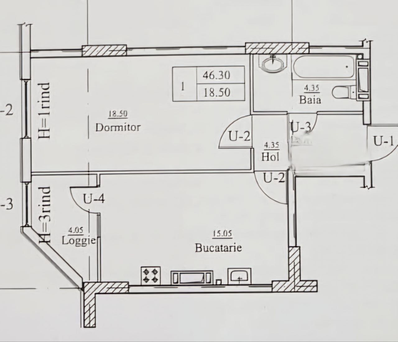 Apartament cu 1 cameră, 47 m², Buiucani, Chișinău foto 3