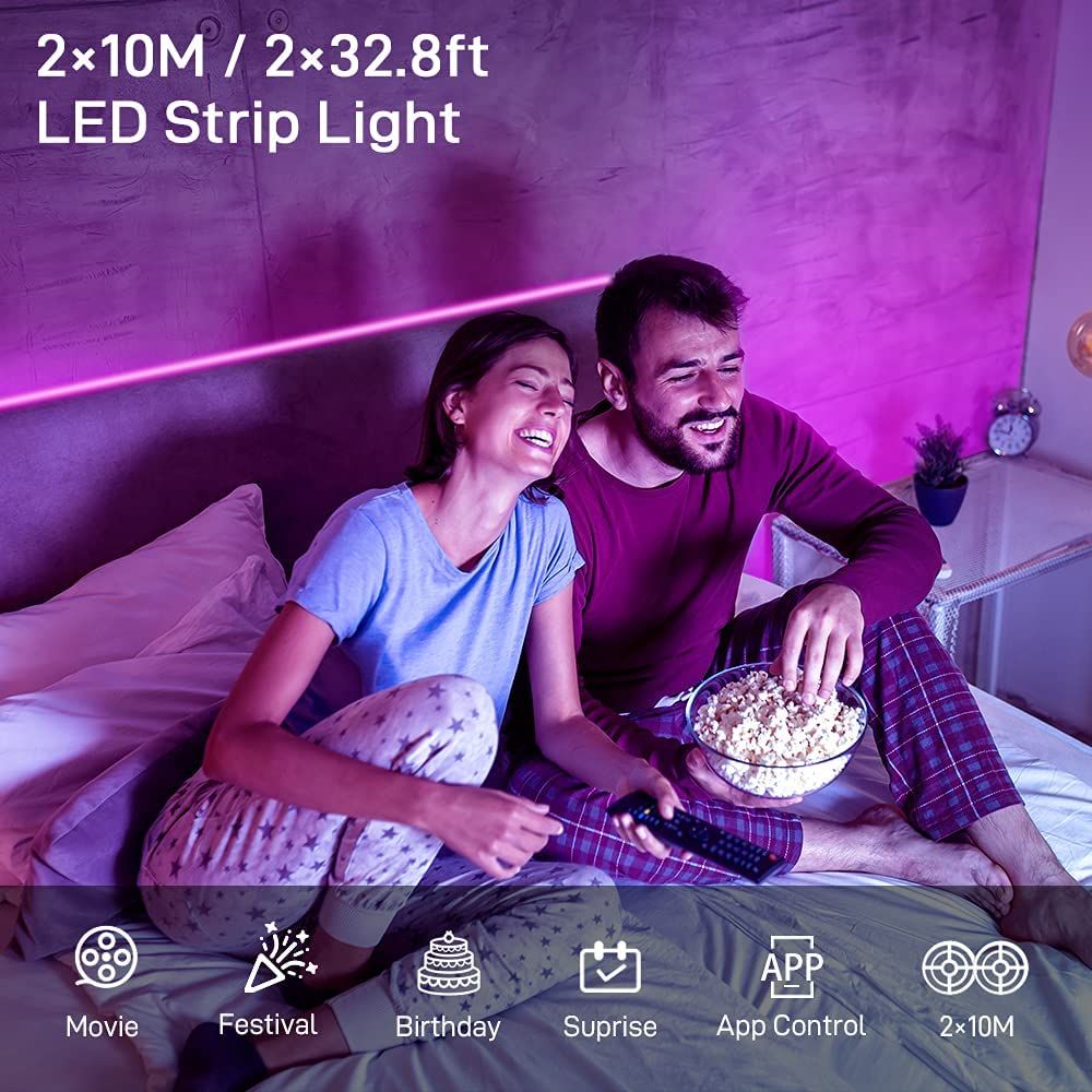 Banda Led 5 12 20 30m Rgb Cu Aplicatie La Telefon