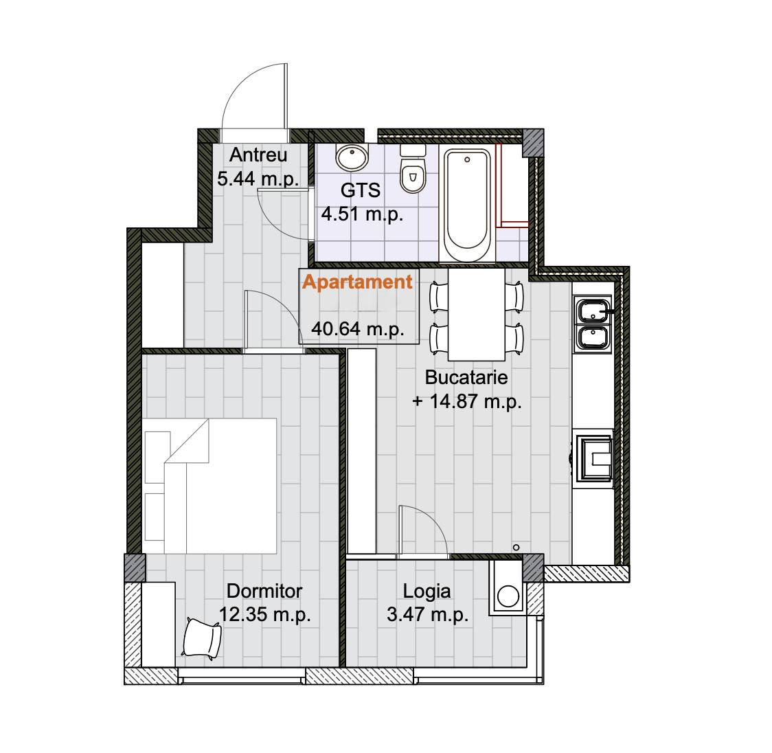Apartament cu 1 cameră, Buiucani, Chișinău, Chișinău mun.