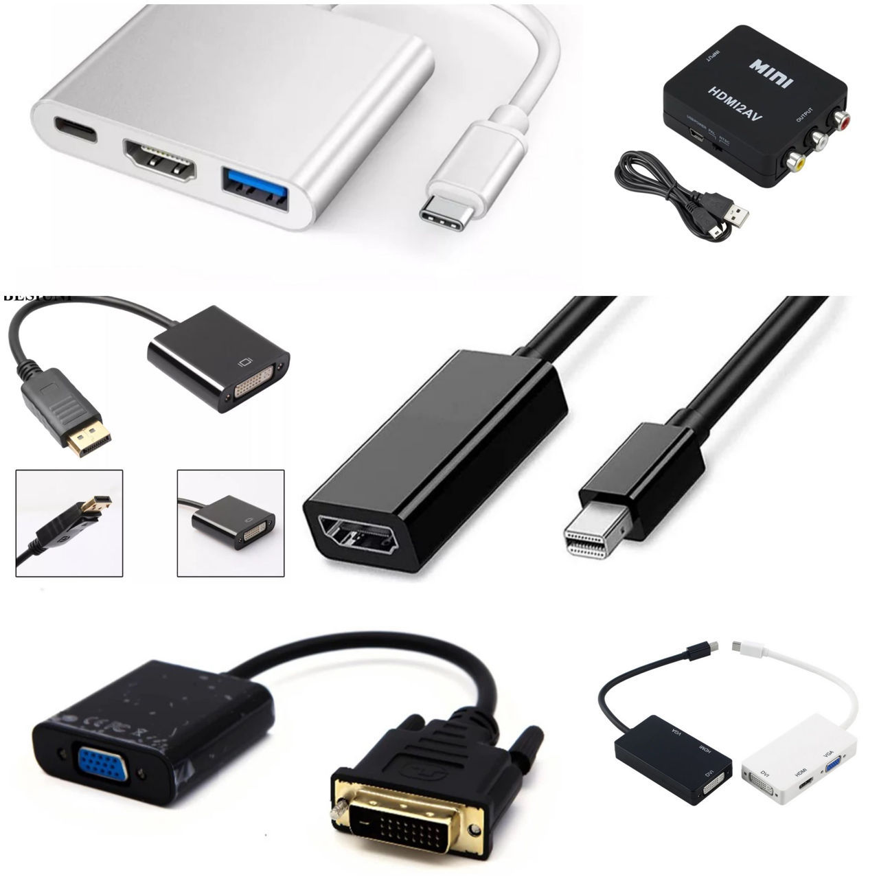 Adapter hub hdmi dp Minidp usb Type С RCA VGA foto 0