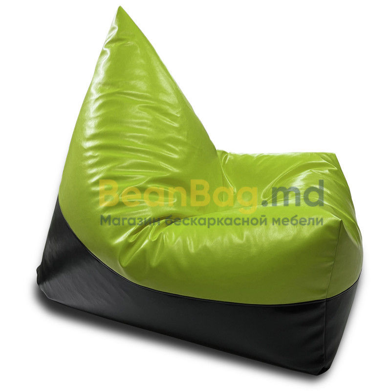 BeanBag Piramida XL din Ecopiele culoare verde foto 3