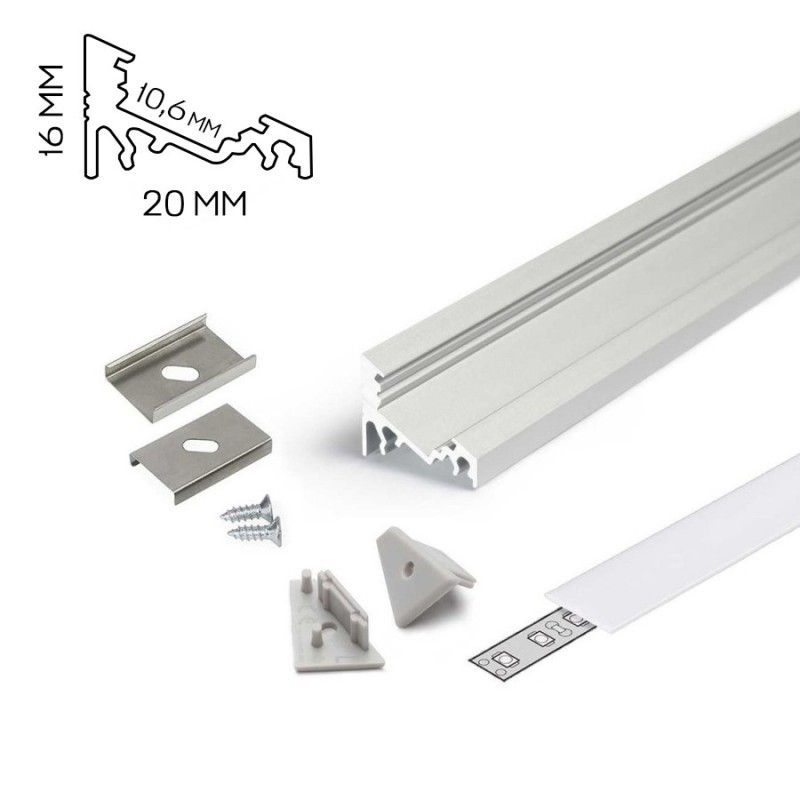 Profil din aluminiu de colt corner 10 pentru banda led - anodizat 2m - set complet profilul led de c foto 7