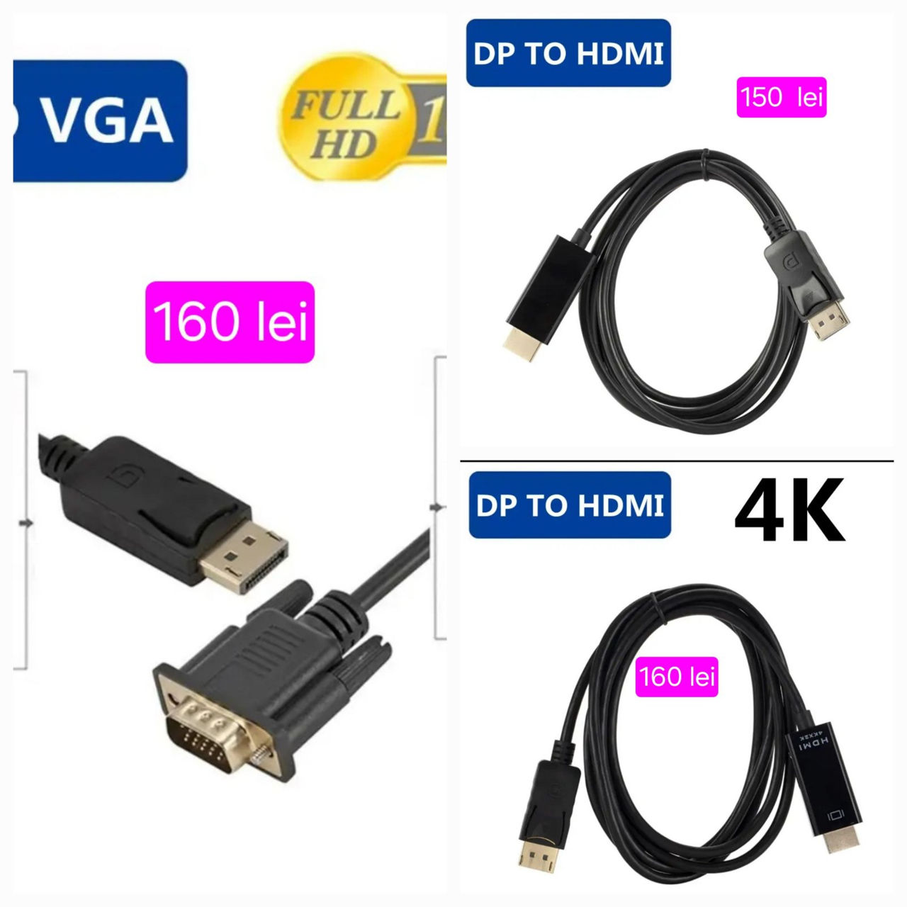 Адаптеры HDMI-DP-DVI-D - VGA-usb Type C-RCA -Mini DP-PS2/WII foto 19