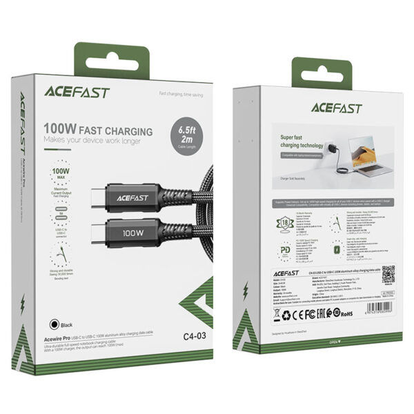 Acefast C4-03 Cablu De Date De Încărcare Din Aliaj De Aluminiu De 100 W Usb-c La Usb-c foto 4