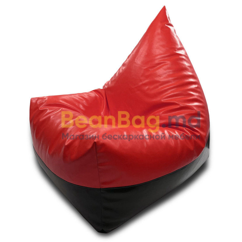 BeanBag Piramida XL din Ecopiele culoare Rosie foto 1