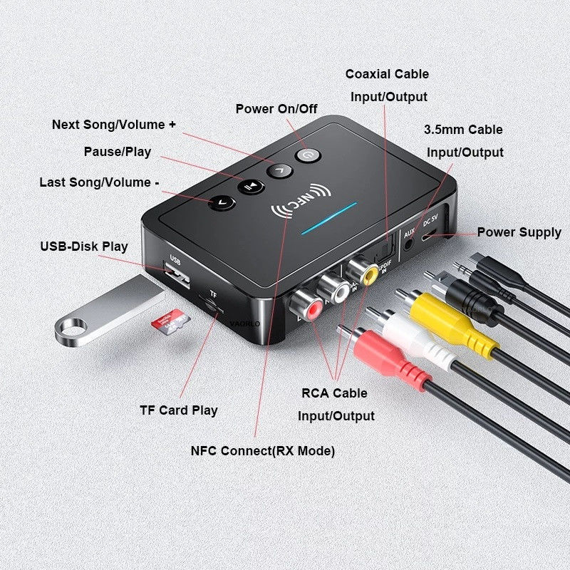 NFC Bluetooth 5.0 FM M6 с пультом управления Transmitter and Receiver bluetooth foto 5