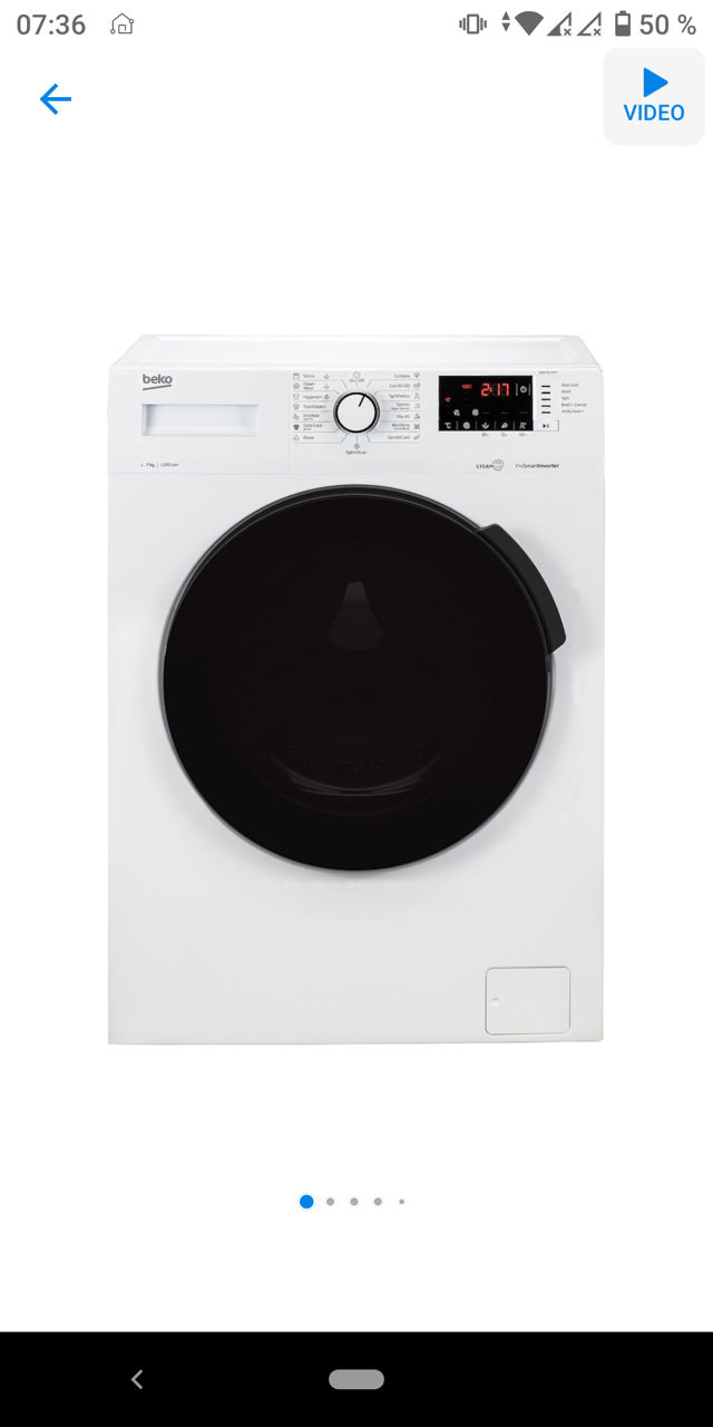 Beko WUE7612XST,7 kg ,1200 rpm,motor pro smart inverter,SteamCure,Drum