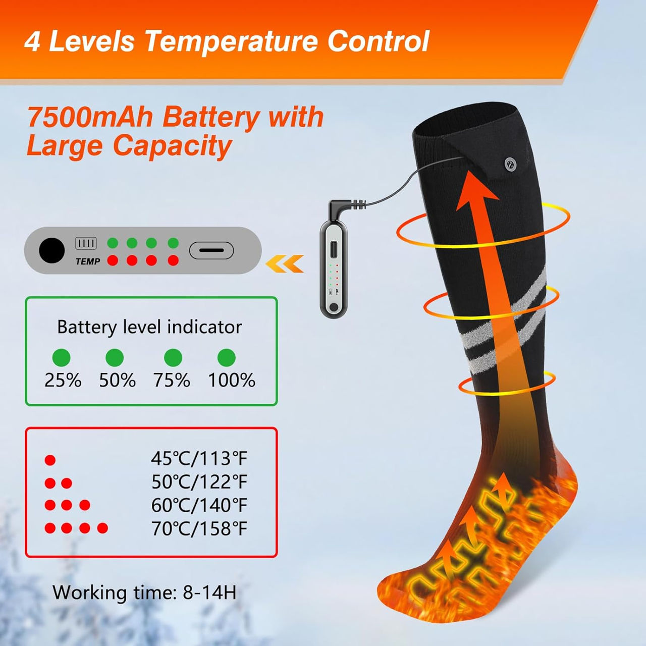 Ciorapi cu incalzire + 2 powerbank in set 7500mah foto 5