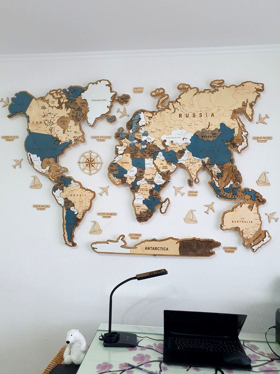 3d карта мира из дерева 1400*930мм / 3d harta lumii din lemn 1400*930мм foto 4