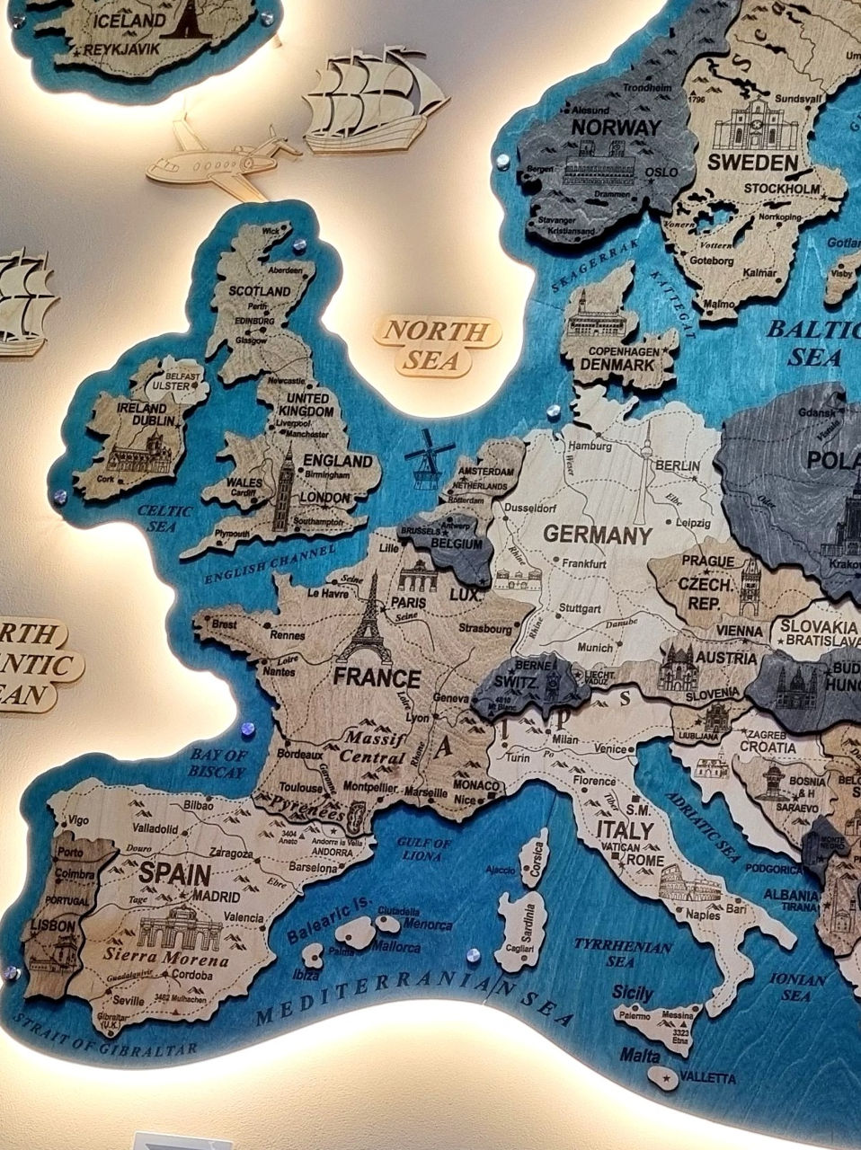 Карта Европы из дерева / Harta Europei din lemn foto 3