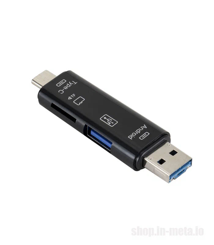 Card Reader 5 in 1 USB 3.0 USB-C, USB, Micro USB, SD, TF Memory Card Reader OTG Adapter. OTG Адаптер фото 0