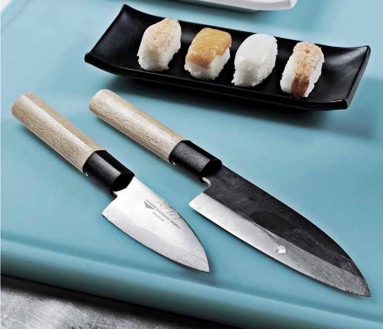 Профессиональные ножи для роллов и суши! точильный камень