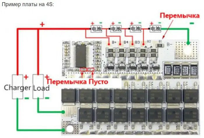 BMS контроллер 5x 18650 с балансиром, 5S 60А плата заряда защиты