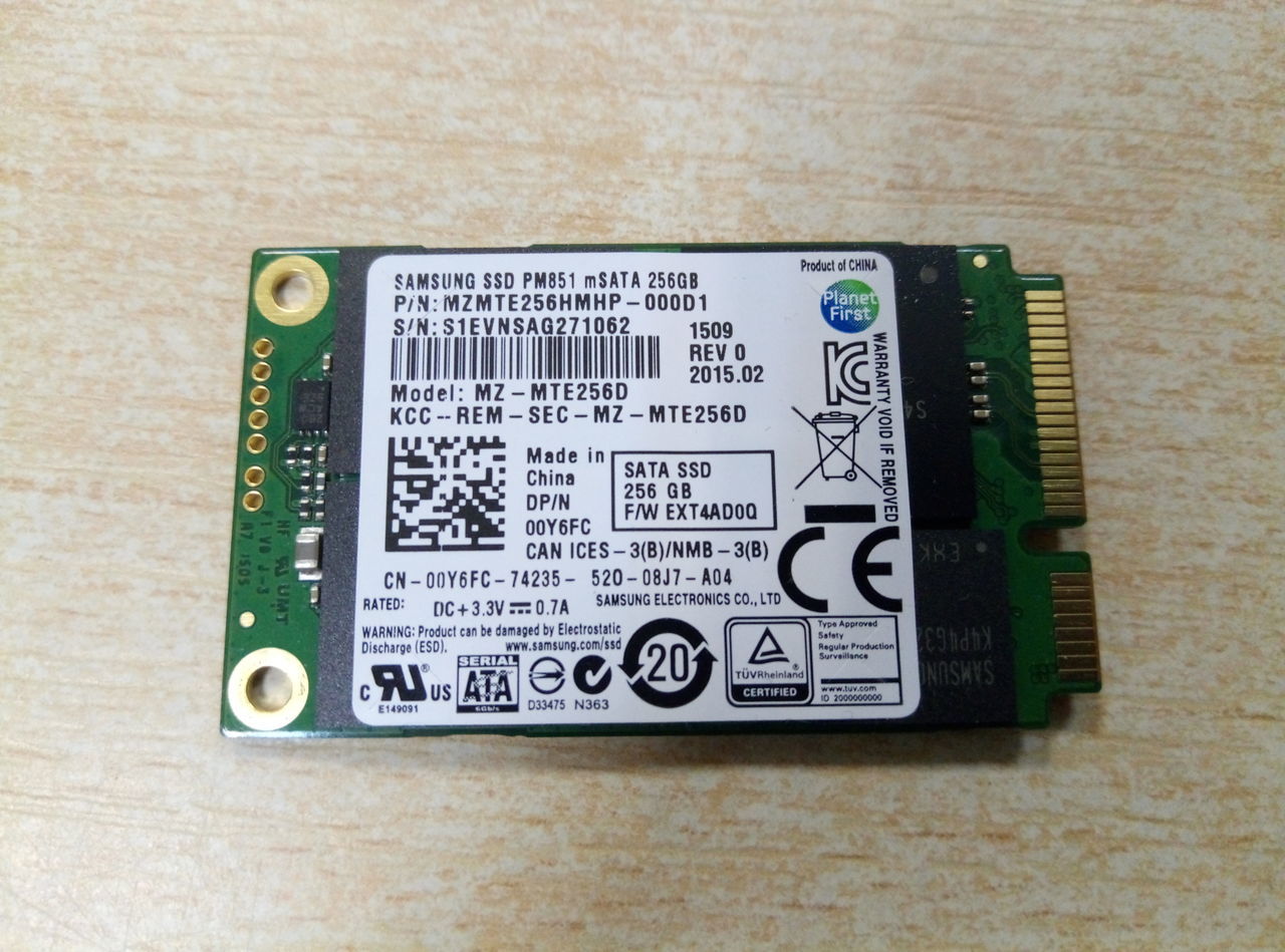 mSATA SSD Samsung PM851 256Gb