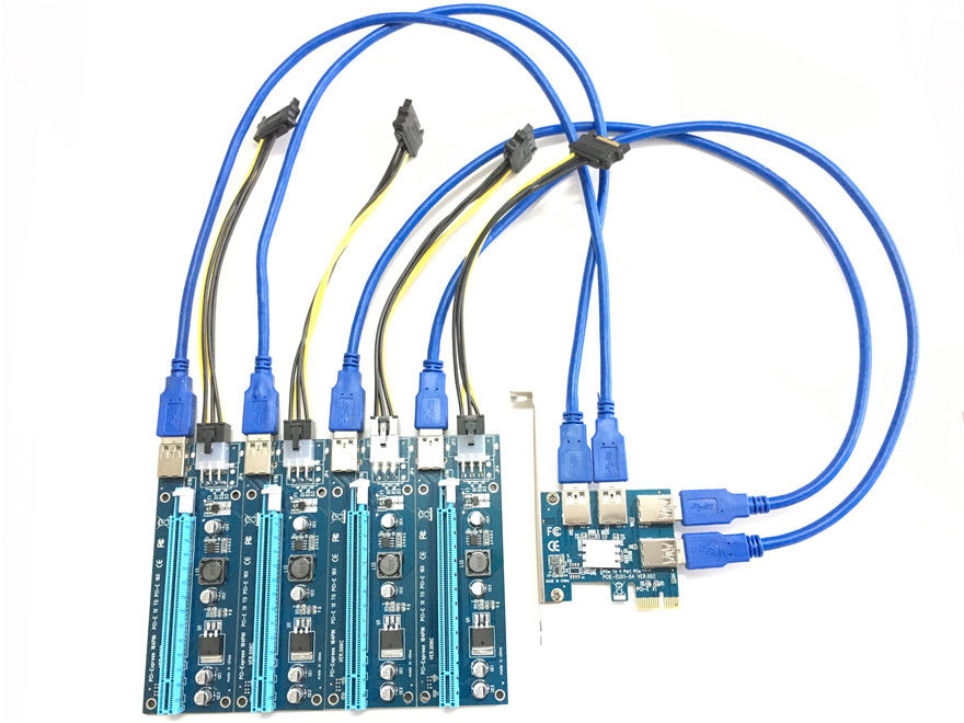 ID-175: PCI-Express x1 to 4 USB - PCI E adapter Multiplier Card - Адаптер x1 на 4 USB Riser Card foto 3