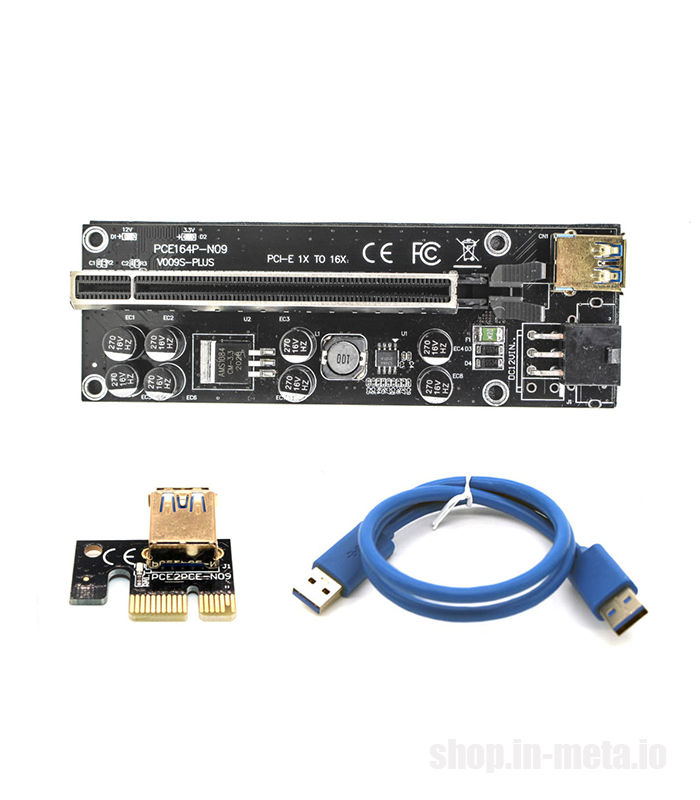 Riser ver 009s plus 1x6pin pci-e 1x până la 16x usb 3.0 - riser pentru plăci grafice, 8 condensatori foto 2