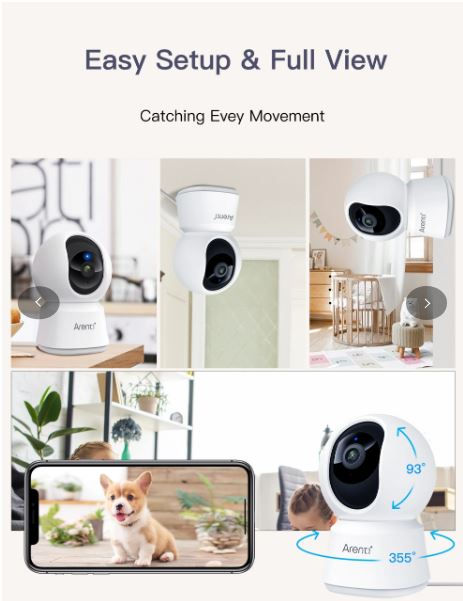 WiFi camera 1080P Full HD Night Vision, Motion Detection 2 way audio foto 2