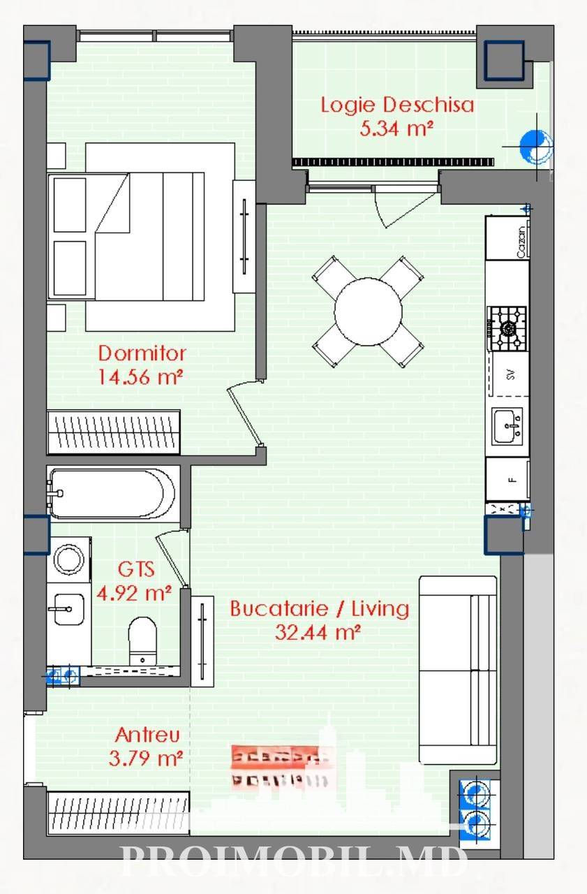 Apartament cu 1 cameră, 59 m², Centru, Dumbrava, Chișinău mun. foto 4