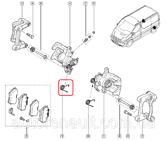 Пружина заднего тормозного суппорта Renault Kangoo foto 4