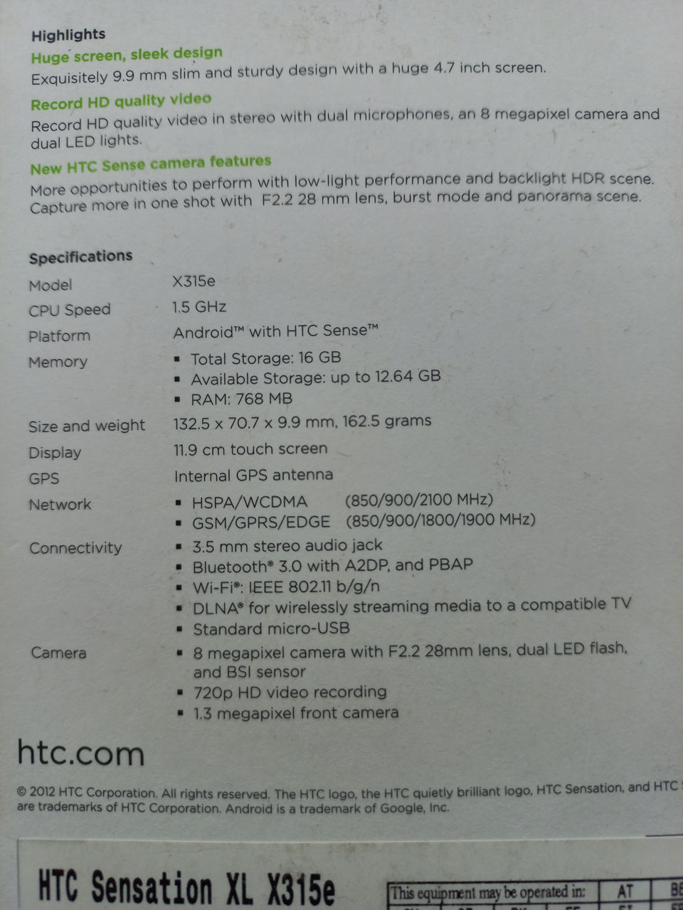HTC Sensation XL X315E рабочий 300 лей фото 3