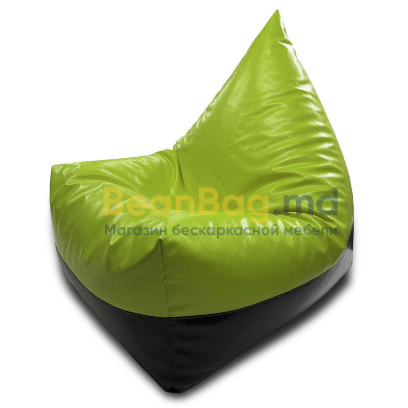 BeanBag Piramida XL din Ecopiele culoare verde foto 1