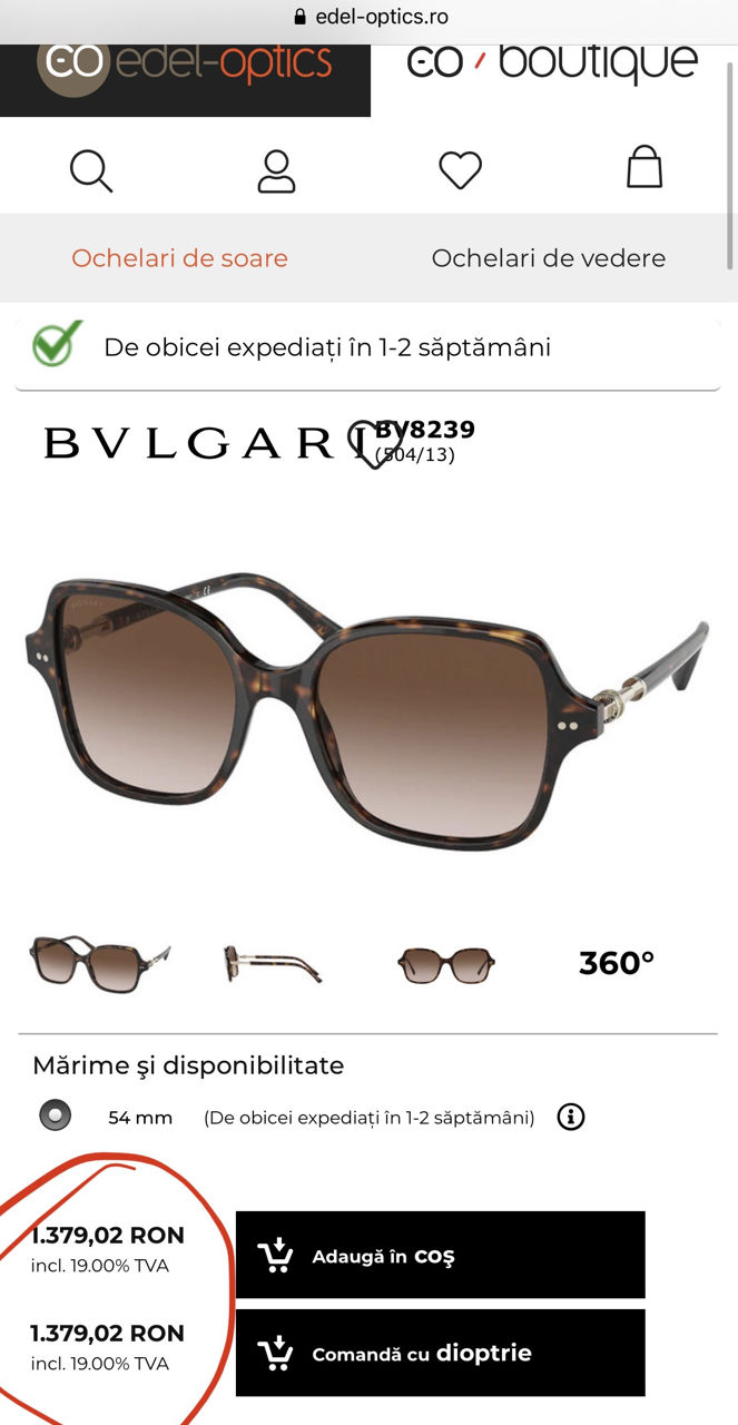 Ochelari Bvlgari Originali foto 4
