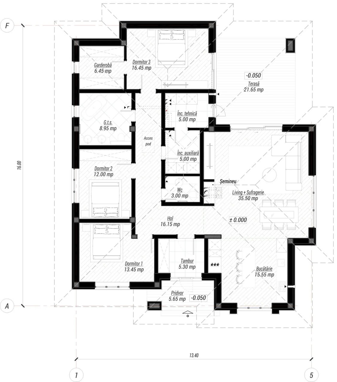 Casă de locuit individuală cu 1 nivel P/stil modern/140m2/reconstrucții/arhitect/proiecte/planuri 3D foto 4