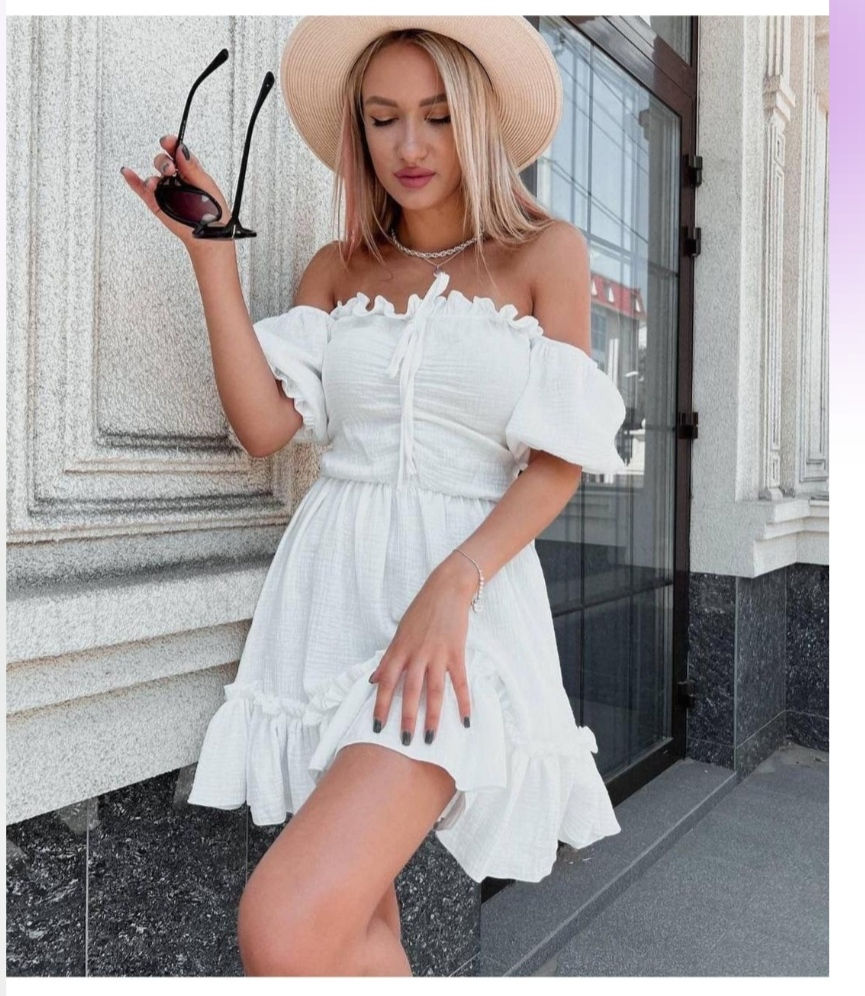 Rochie albă nouă mar.S-M in natural-200 lei.  Botanica фото 0