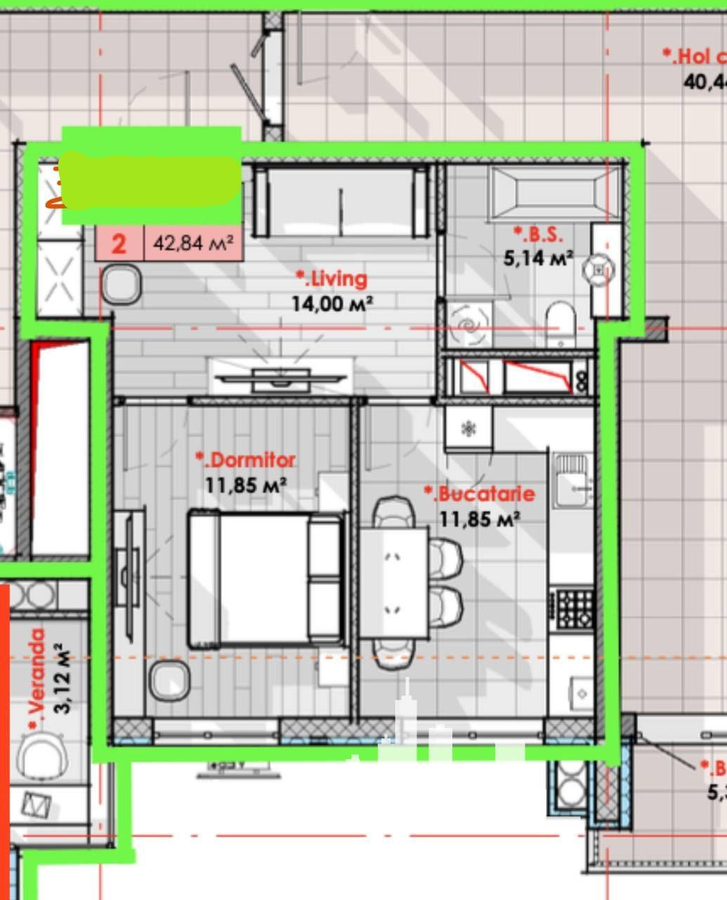 Apartament cu 1 cameră, 42 m², Râșcani, Chișinău foto 1