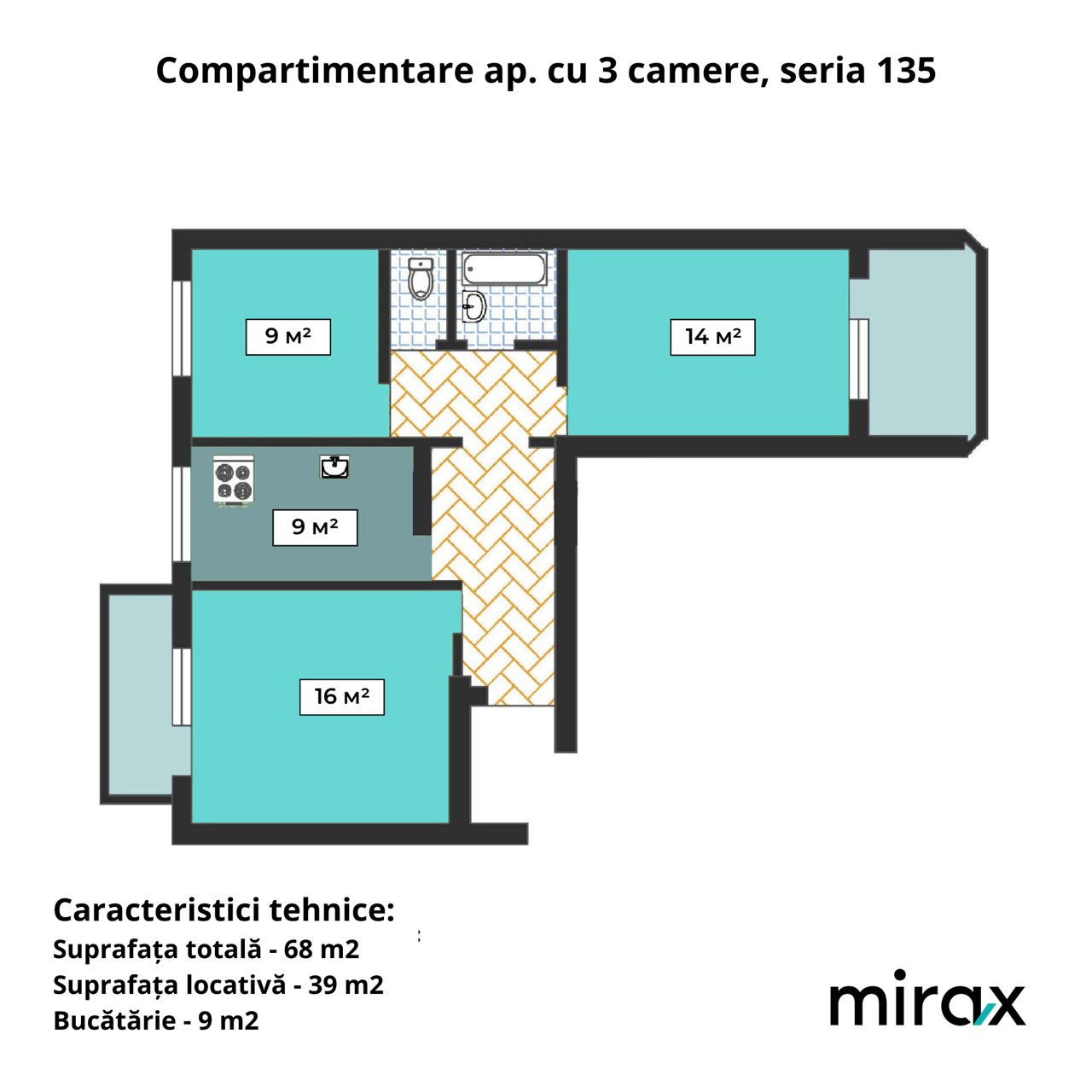Apartament cu 3 camere, 65 m², Râșcani, Chișinău foto 7
