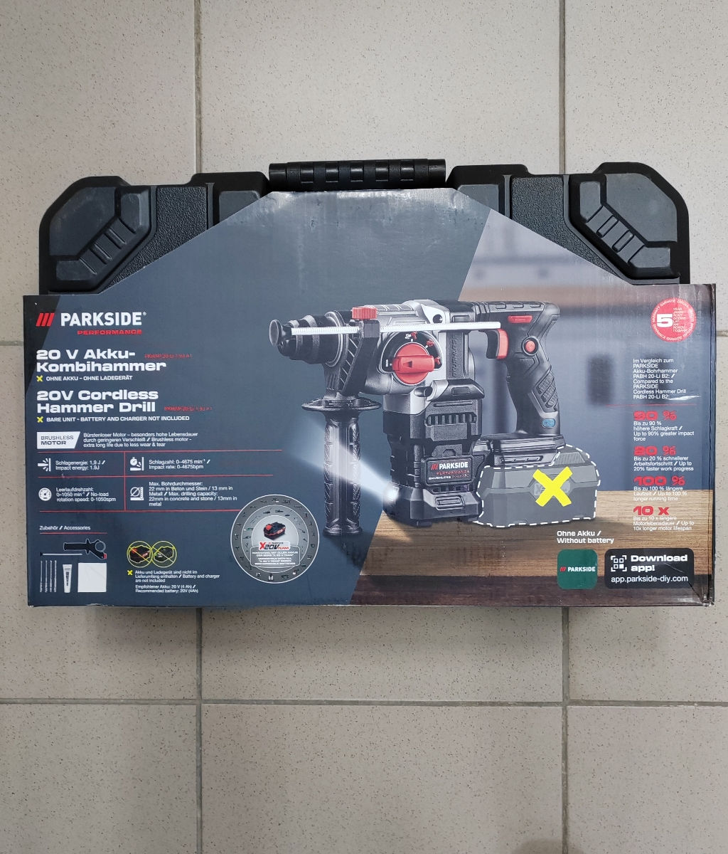 CIOCAN ROTOPERCUTOR fără fir Parkside PKHAP 20-Li 1.9J A1 foto 2