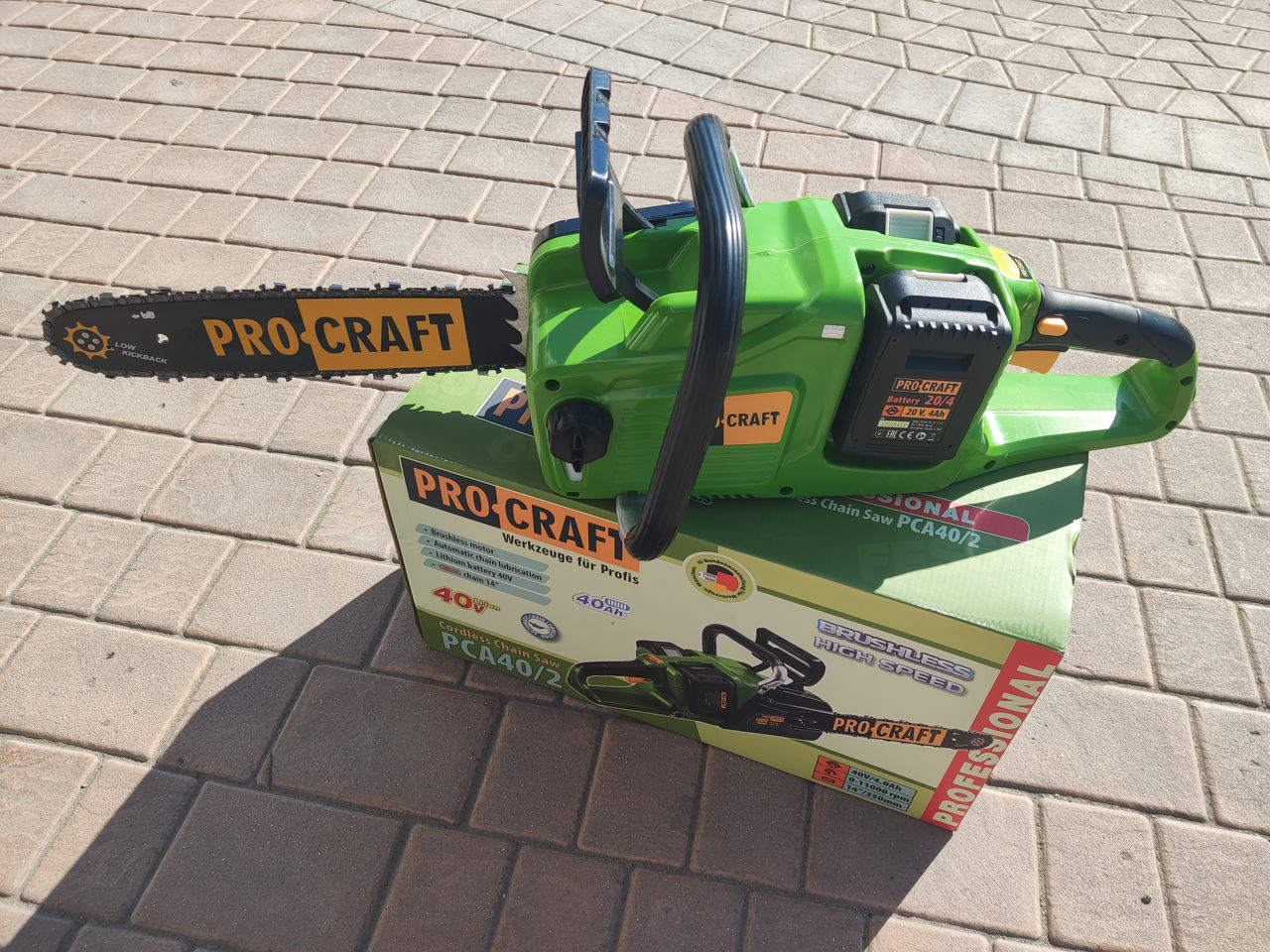 Профессиональная экамуляторная электропила procraft pca40/2 brushless !!! фото 0