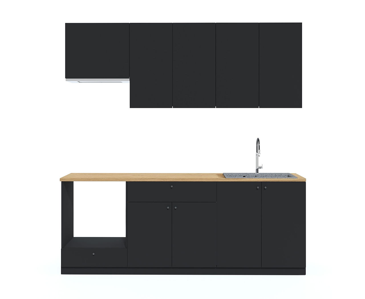 Set bucatarie Fabrik Home Indivi MDF, Black Light foto 1