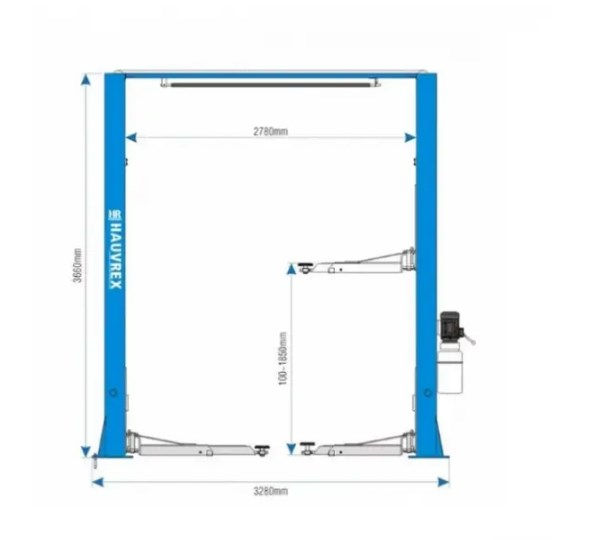Подъемник 2-ух стоечный Hauvrex 4т с верхн.синхрониз. 380V HTL3040 foto 3