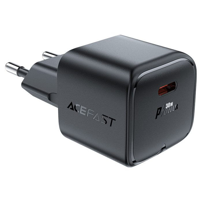 Încărcător AceFast A77 mini PD30W GaN USB-C, negru (UE) foto 0