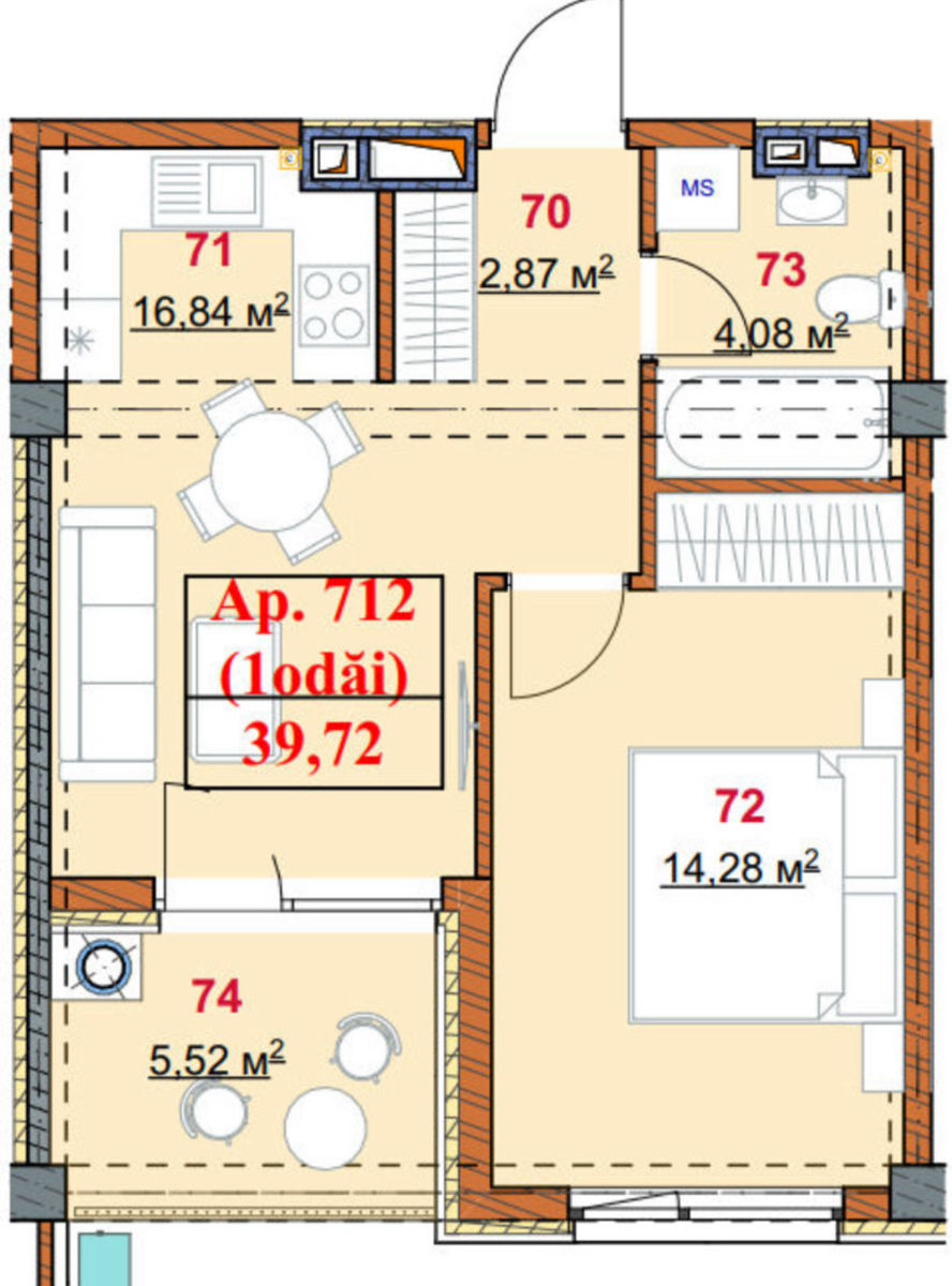 Apartament cu 1 cameră, 40 m², Botanica, Chișinău foto 2