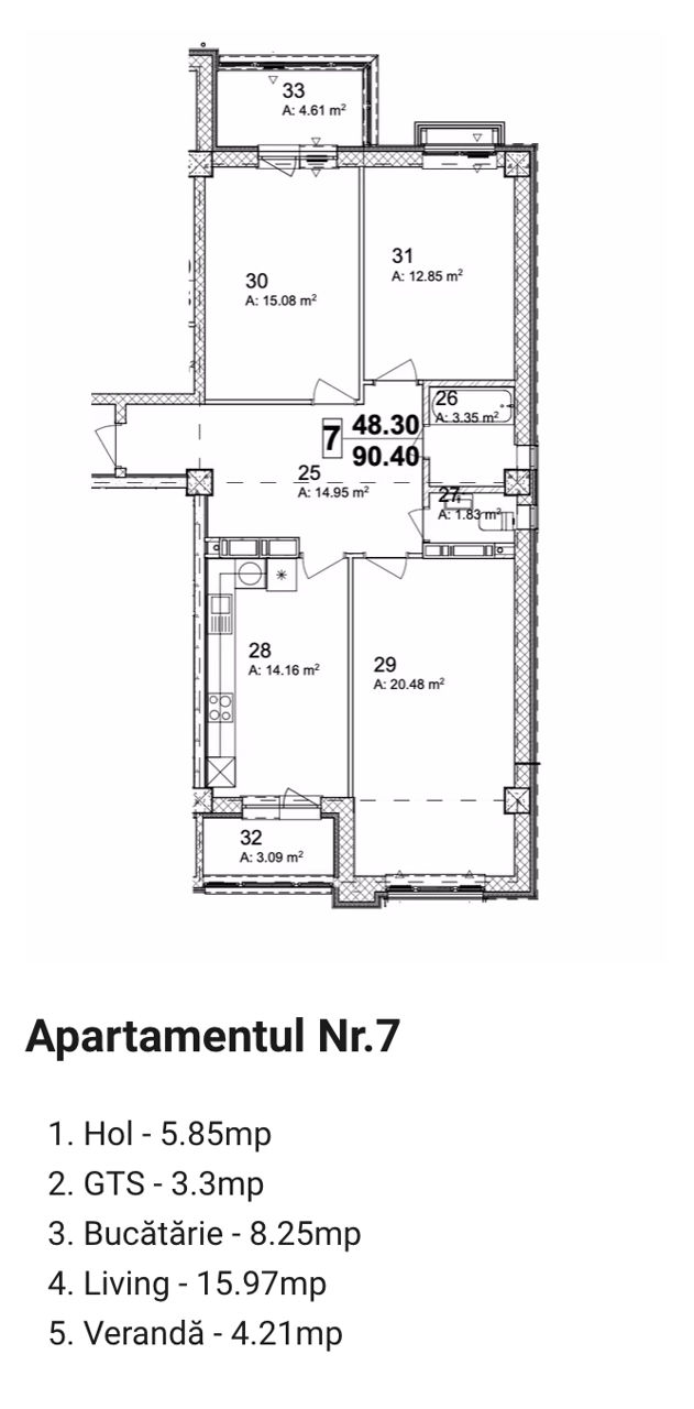 Apartament cu 3 camere, 90 m², Buiucani, Chișinău foto 9