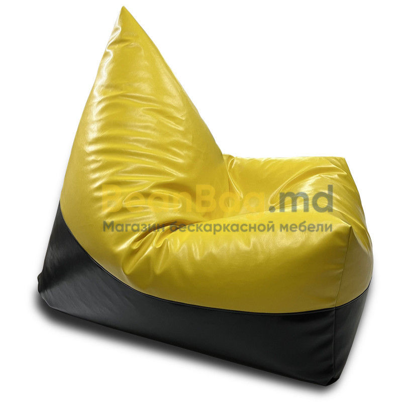 BeanBag Piramida XL din Ecopiele culoare Galbena foto 2