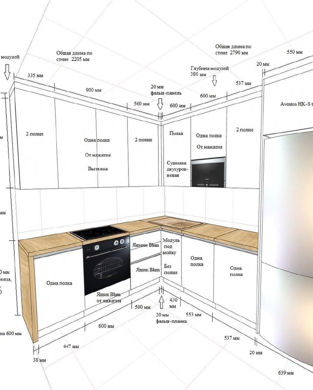 Высота фартука кухни от столешницы до подвесных шкафов