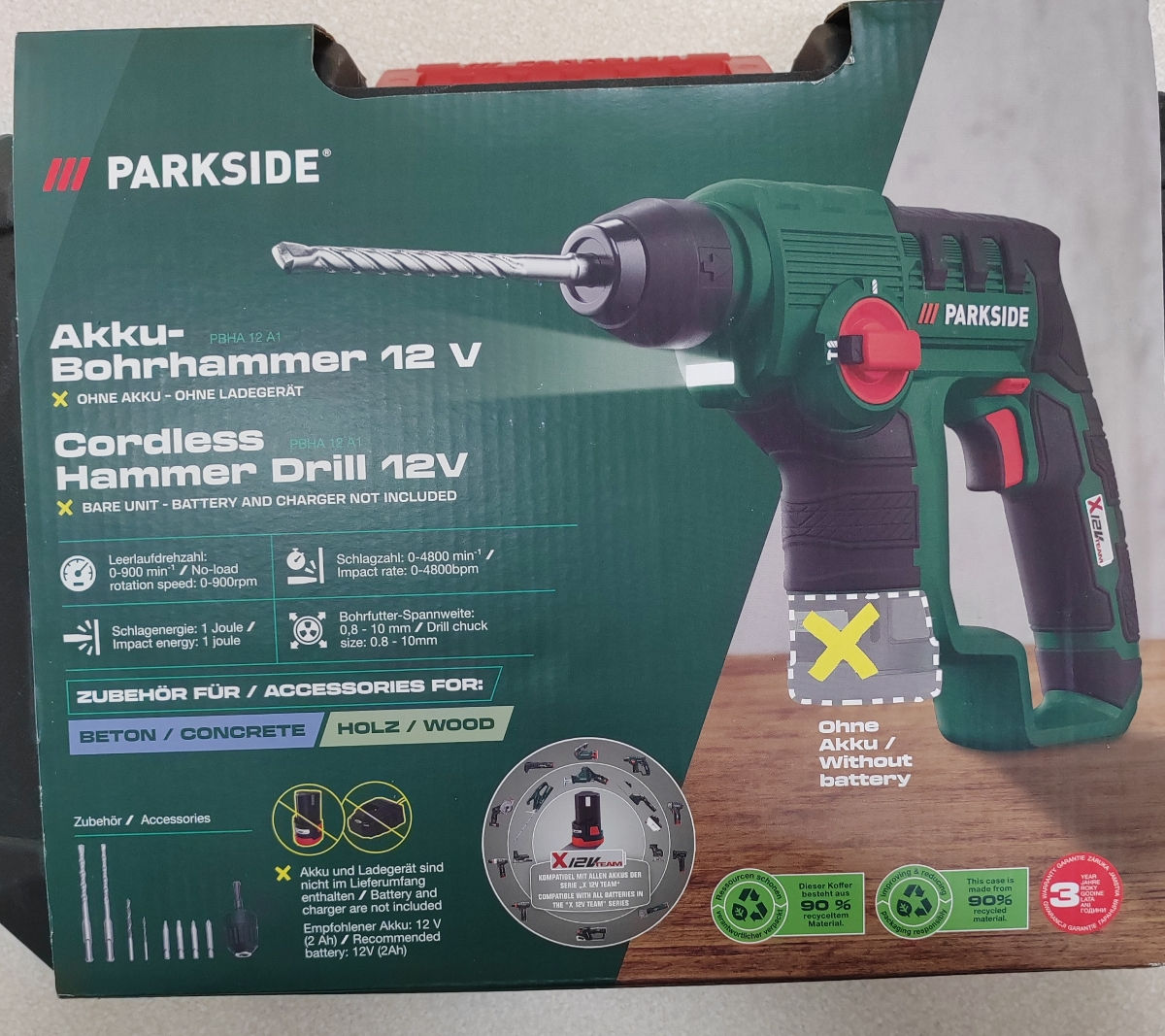Mini ciocan perforator cu acumulator Parkside PBHA 12 A1 foto 1
