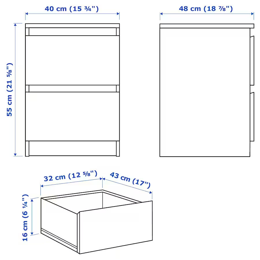 Noptieră în stil scandinav cu sertare IKEA 40x55 foto 4
