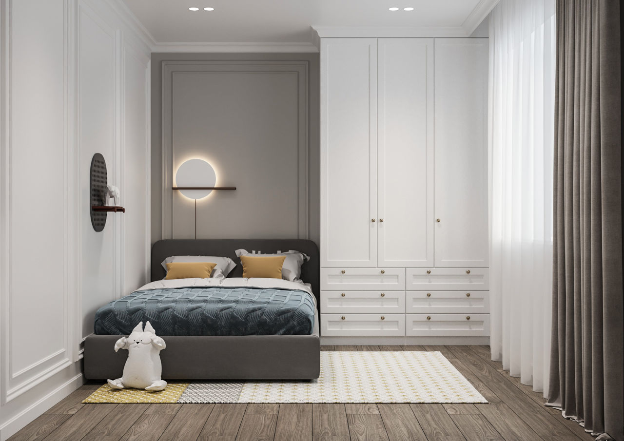 Design interior/stil neoclasic/ Parter /112m2/apartament cu 3 dormitoare/construcții/ 3D/ proiecte foto 11