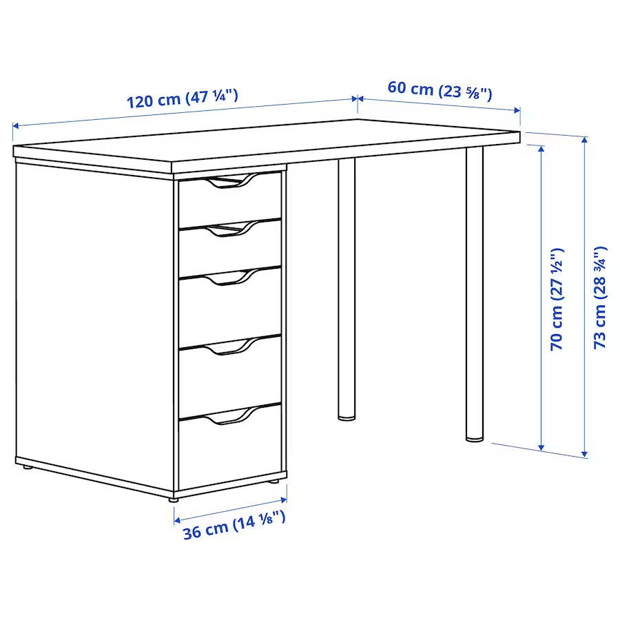 Masă de birou cu 5 sertare IKEA foto 3